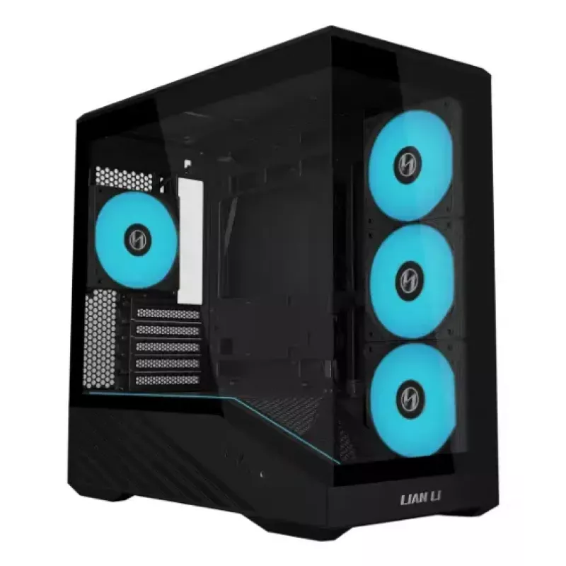 Caja de PC mini torre Lian Li Vector V100R MINI — Mini-ITX/Micro-ATX, cristal templado, 3x120mm lateral + 1x120mm ventilador trasero, 2x 2,5 pulgadas + 1x 3,5 pulgadas bahías, negro