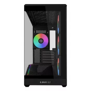 Caja de PC mini torre Lian Li Vector V100R MINI — Mini-ITX/Micro-ATX, cristal templado, 3x120mm lateral + 1x120mm ventilador trasero, 2x 2,5 pulgadas + 1x 3,5 pulgadas bahías, negro