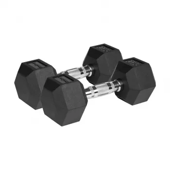 Mancuernas de hierro fundido engomadas HEX 2x9 kg REBEL ACTIVE