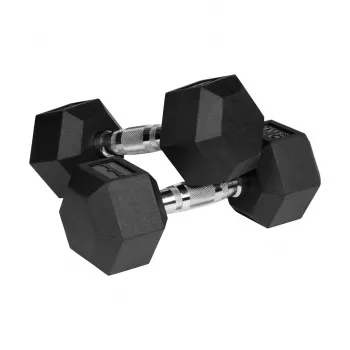 Mancuernas de hierro fundido engomadas HEX 2x9 kg REBEL ACTIVE