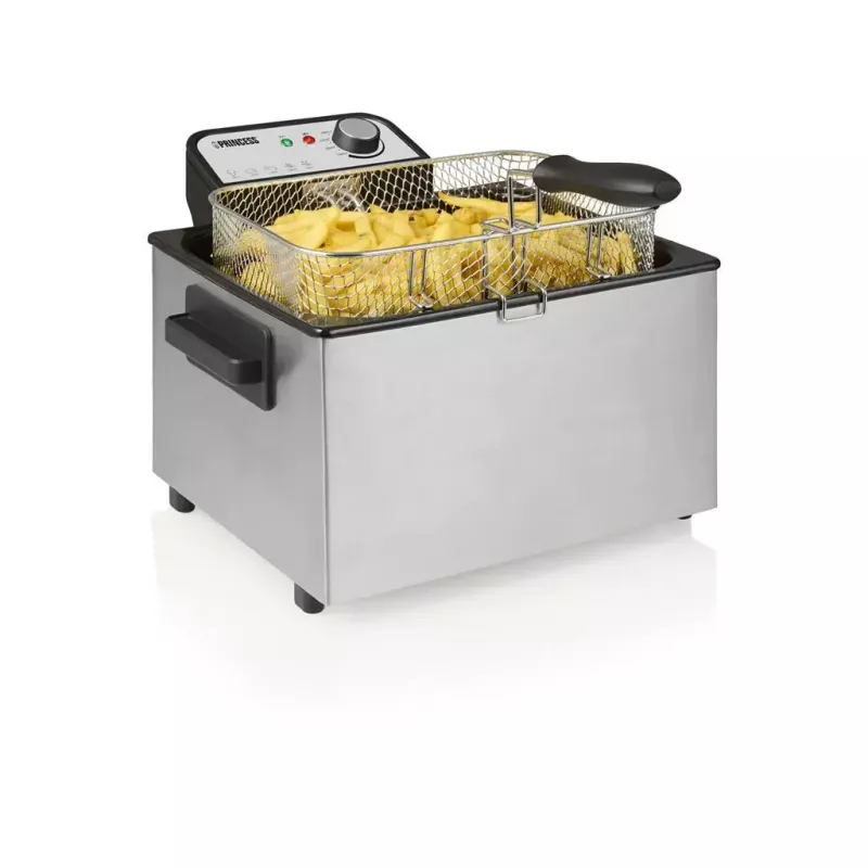 Freidora Princess 184090 — freidora eléctrica compacta de sobremesa, cesta extraíble, acero inoxidable
