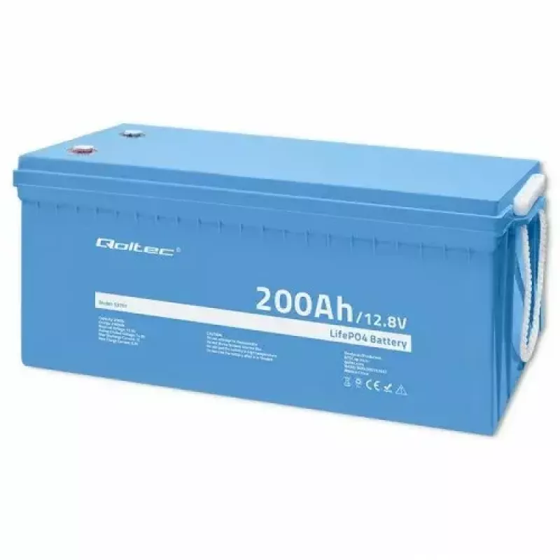 Batería de vehículo Qoltec 53707 Litio-hierro-fosfato 200 Ah 12,8 V