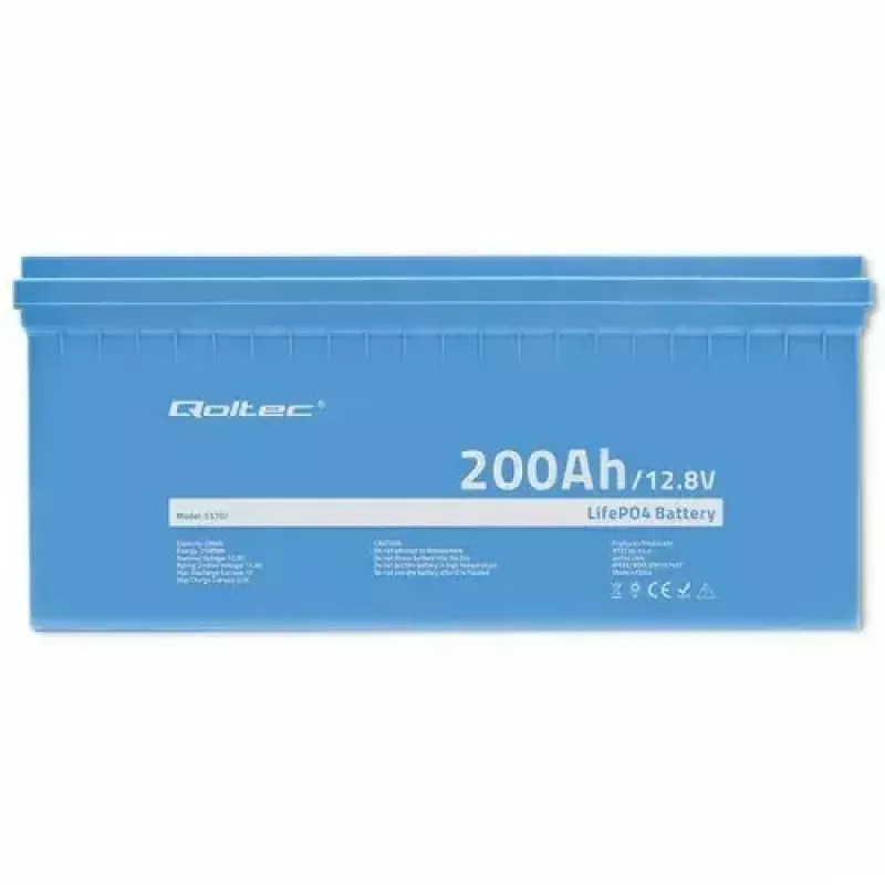 Batería de vehículo Qoltec 53707 Litio-hierro-fosfato 200 Ah 12,8 V