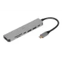 Docking hub IBOX IUH3SL4K USB Type-C 5 Gbit/s, HDMI 4K@30Hz, PD hasta 100 W, 2x USB-A, 2x USB-C, lector de tarjetas, Plata