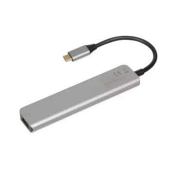 Docking hub IBOX IUH3SL4K USB Type-C 5 Gbit/s, HDMI 4K@30Hz, PD hasta 100 W, 2x USB-A, 2x USB-C, lector de tarjetas, Plata
