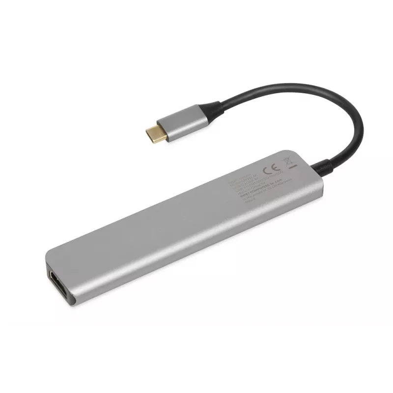 Docking hub IBOX IUH3SL4K USB Type-C 5 Gbit/s, HDMI 4K@30Hz, PD hasta 100 W, 2x USB-A, 2x USB-C, lector de tarjetas, Plata