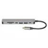 Docking hub IBOX IUH3SL4K USB Type-C 5 Gbit/s, HDMI 4K@30Hz, PD hasta 100 W, 2x USB-A, 2x USB-C, lector de tarjetas, Plata
