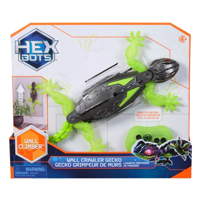 HEX BOTS | Robot RC gecko trepador de pared interactivo de juguete | Verde/Gris