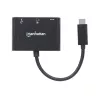 Dock/hub USB-C Manhattan, puertos (x3): HDMI, USB-A y USB-C, 5 Gbit/s (USB 3.2 Gen1 alias USB 3.0), con Power Delivery (60W) al puerto USB-C (Nota: fuente de alimentación USB-C adicional y USB-