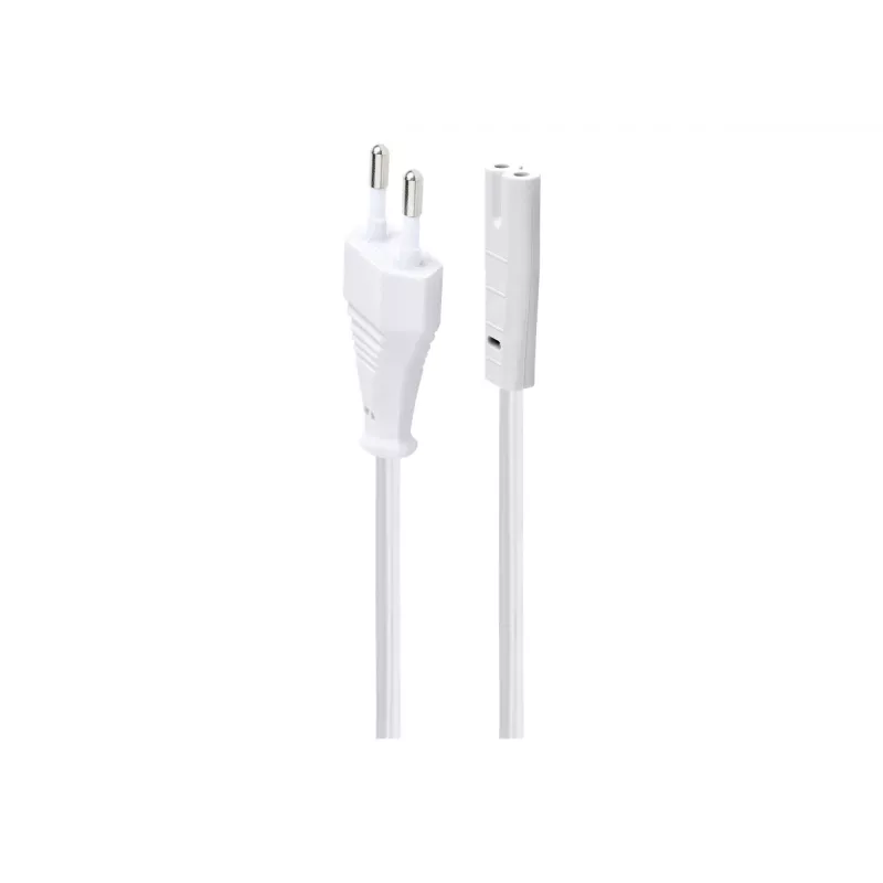 Cable de alimentación Gembird PC-184/2-W — 1,8 m, conector macho Type-C a conector hembra C8, blanco
