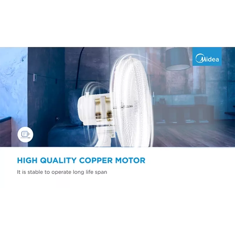 Ventilador de mesa Midea FT40-21M — 40 cm de diámetro, 3 velocidades, oscilación, 25 W, Blanco