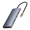 Hub 13en1 Baseus PortalJoy USB-C a HDMI+DP+VGA+C+USB+PD+RJ45+SD/TF+3,5mm (gris)