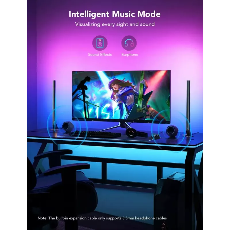 Barras de luz gaming de mesa y colgantes Govee H6047 RGBIC Wi‑Fi, iluminación RGBIC multizona