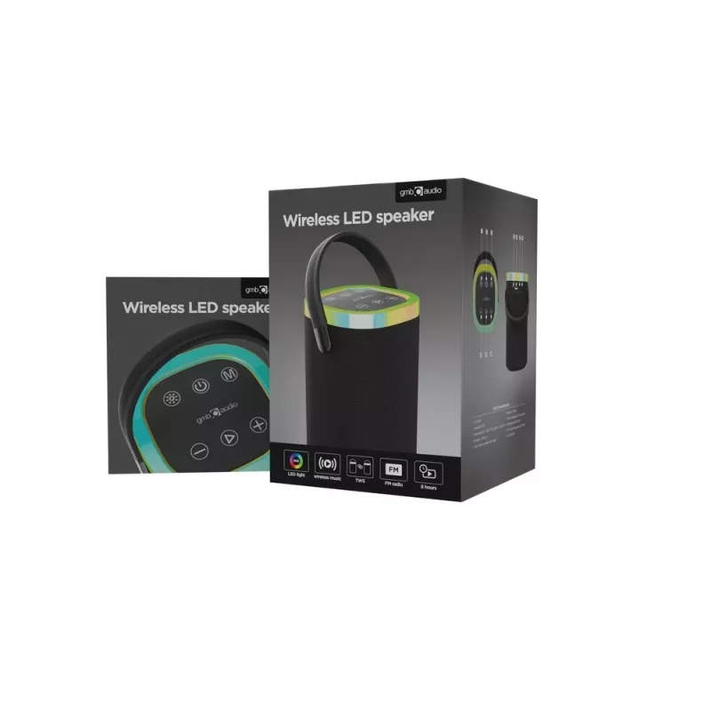 Altavoz portátil GEMBIRD SPK-BT-LED-06, Bluetooth, LED integrado, batería recargable