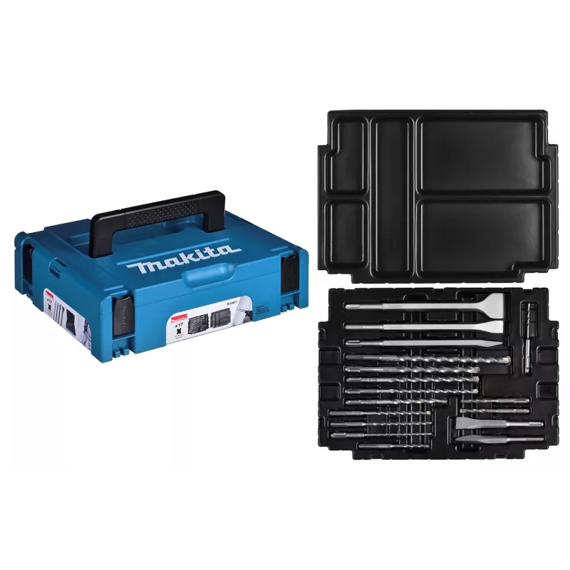 JUEGO DE BROCAS SDS + CINCELES MAKITA 17 pzs. EN MALETÍN MAKPAC