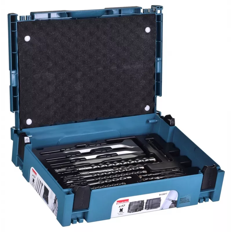 JUEGO DE BROCAS SDS + CINCELES MAKITA 17 pzs. EN MALETÍN MAKPAC
