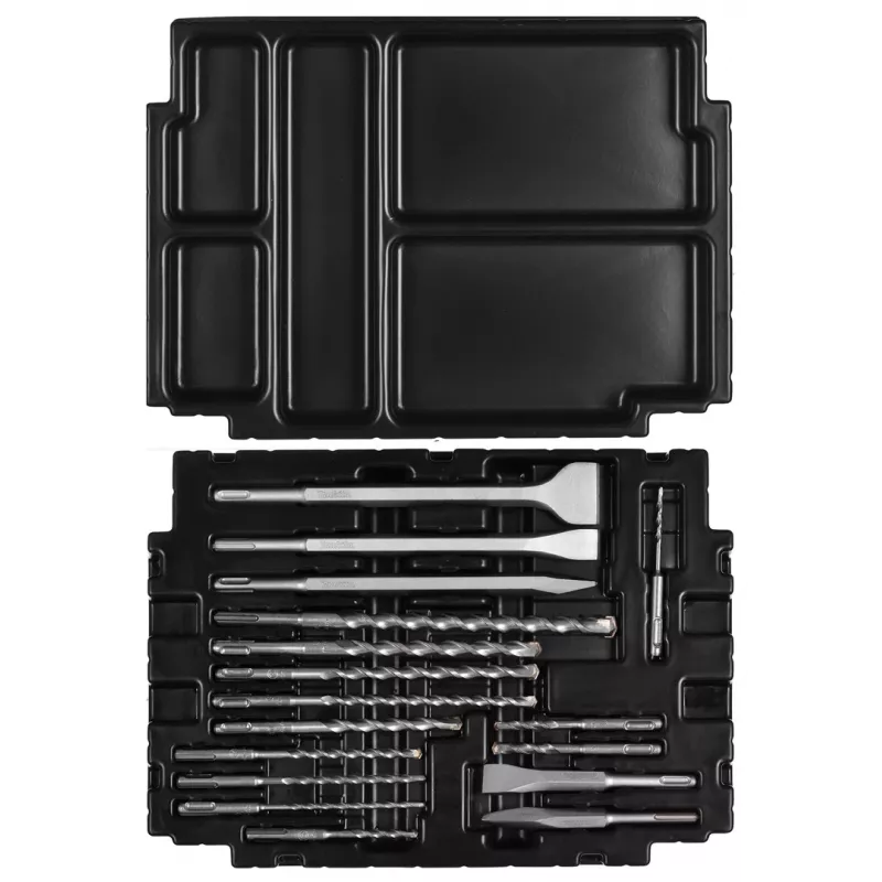 JUEGO DE BROCAS SDS + CINCELES MAKITA 17 pzs. EN MALETÍN MAKPAC