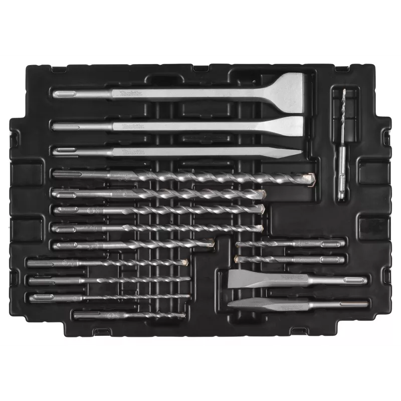 JUEGO DE BROCAS SDS + CINCELES MAKITA 17 pzs. EN MALETÍN MAKPAC