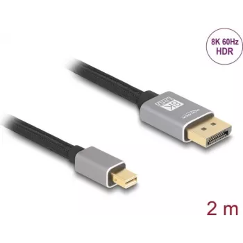 Cable DeLOCK Mini DisplayPort a DisplayPort 8K 60 Hz 2 m gris metal