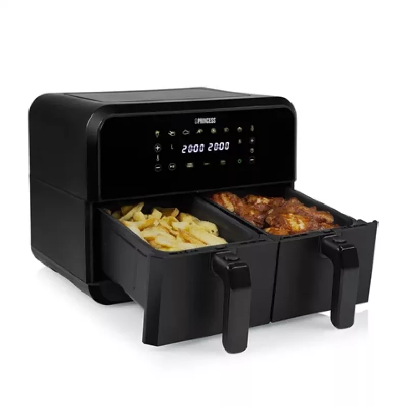 Freidora de aire Princess 1.182068.01.001 freidora de aire caliente de doble cámara 8 L 2400 W 220 °C táctil LED (negro)