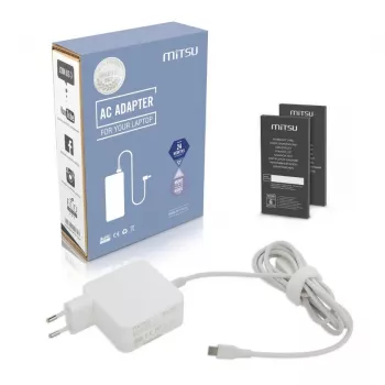 Adaptador de red MITSU ZM/USBC45W 45W USB Type-C blanco, cargador con un conector