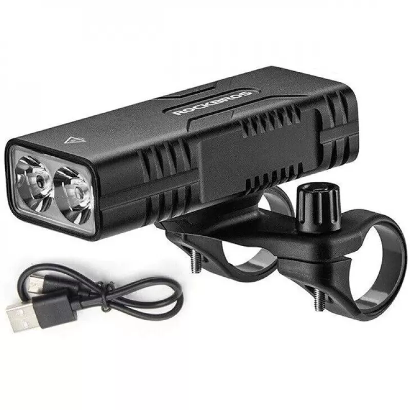 Rockbros luz de bicicleta con función de power bank + cable de USB-C a USB-A, 850 lm, negro