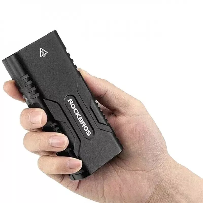 Rockbros luz de bicicleta con función de power bank + cable de USB-C a USB-A, 850 lm, negro