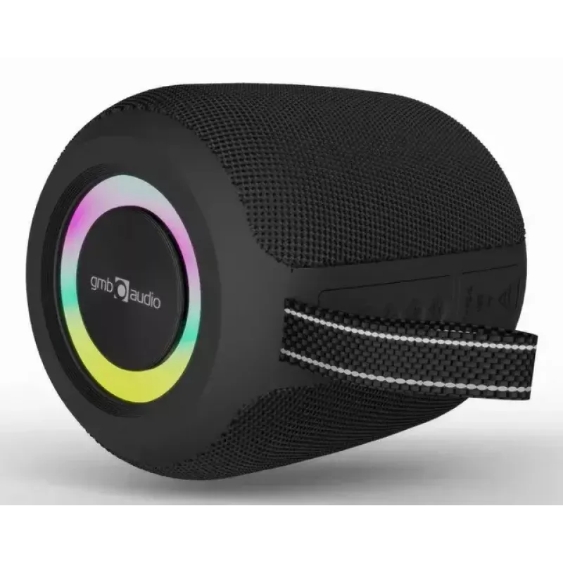 Altavoz portátil mono GEMBIRD GMB Audio SPK-BT-LED-05-BK — 8 W RMS, altavoz de 6,6 cm, Bluetooth, soporte MicroSD, cilindro negro