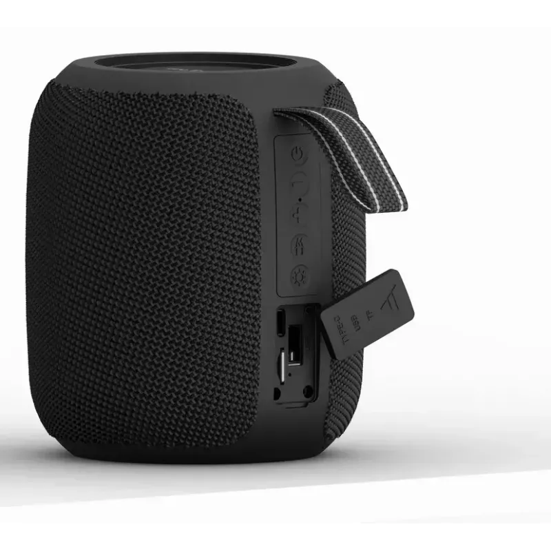 Altavoz portátil mono GEMBIRD GMB Audio SPK-BT-LED-05-BK — 8 W RMS, altavoz de 6,6 cm, Bluetooth, soporte MicroSD, cilindro negro