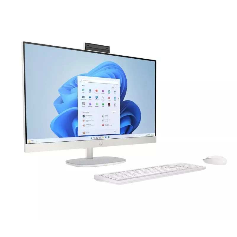 PC todo en uno HP 27-cr0232nw — AMD Ryzen 5 7520U, 16GB RAM, 512GB SSD, 27 inch FHD, Windows 11 Home, Wi‑Fi 6 (blanco)