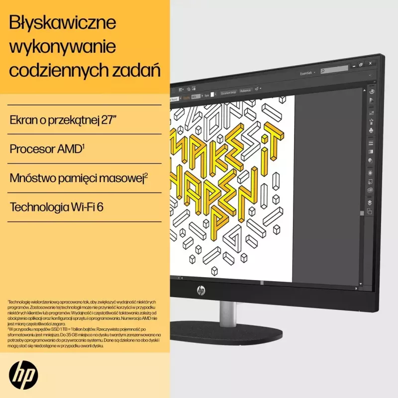 PC todo en uno HP 27-cr0232nw — AMD Ryzen 5 7520U, 16GB RAM, 512GB SSD, 27 inch FHD, Windows 11 Home, Wi‑Fi 6 (blanco)