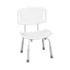 Taburete de ducha REHA FUND WILSON RF-820 con respaldo recortado, asiento de PVC en forma de U, altura ajustable 75–85 cm, soporta hasta 110 kg, blanco