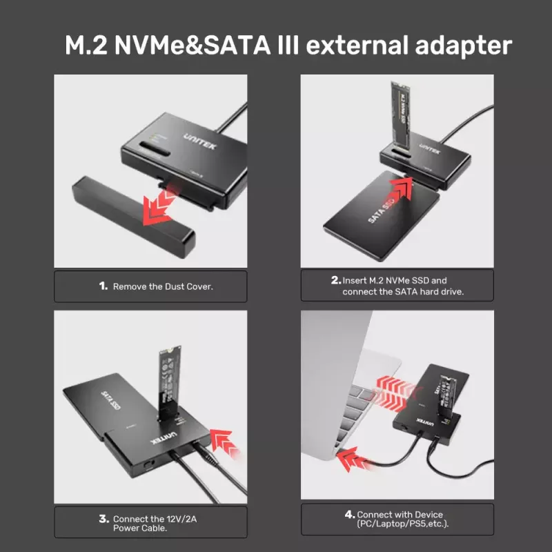 Carcasa para SSD UNITEK S1232A01-EU negra M.2/2,5