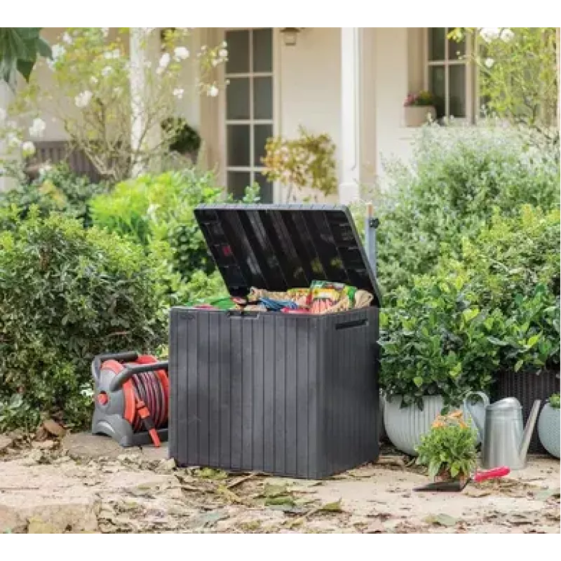 Caja de almacenamiento Keter City 113L — contenedor de jardín de resina para exterior, 113 l, grafito