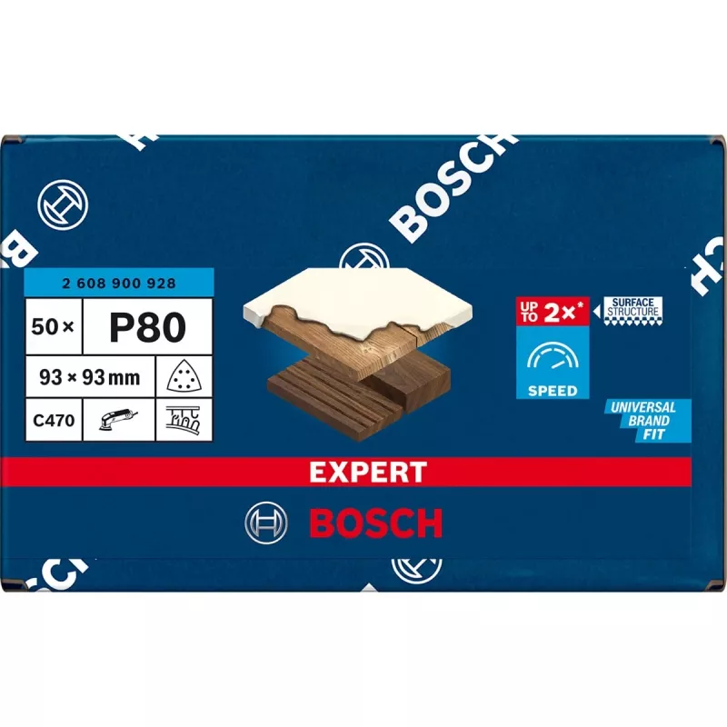 Hoja de lija triangular Bosch C470 K80 93×93 mm
