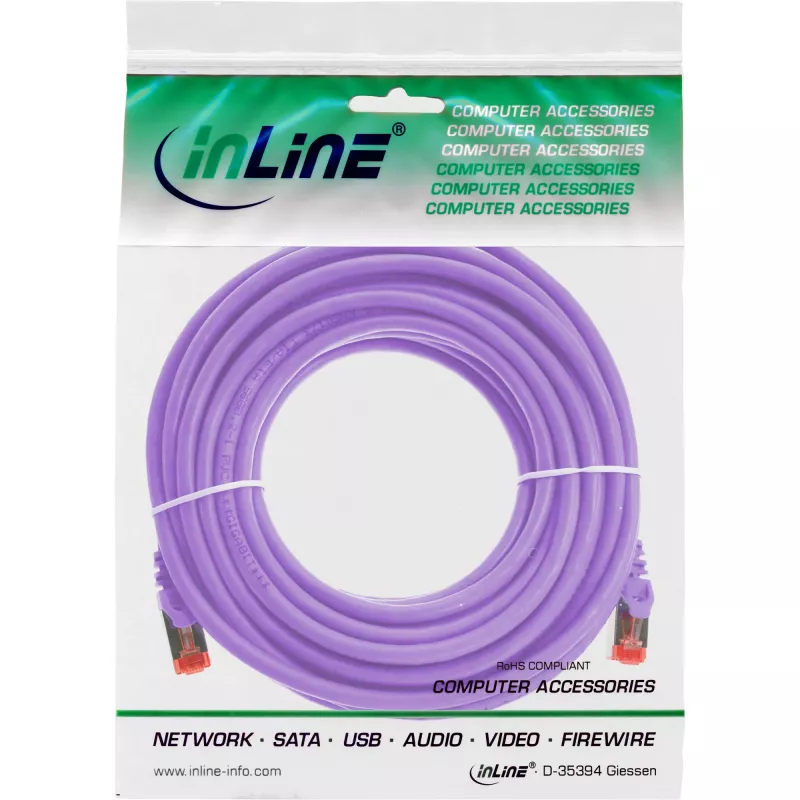 Cable de conexión InLine S/FTP PiMF Cat.6 250MHz PVC cobre morado 15m