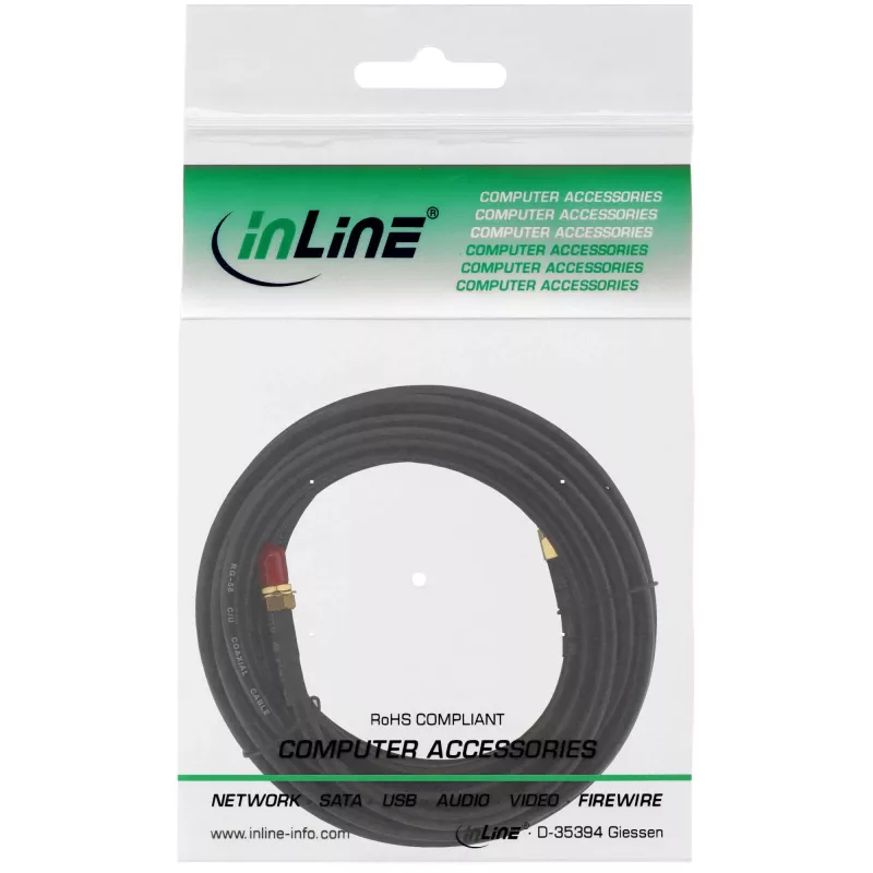 Cable de red InLine cable WIFI R-SMA conector macho R-SMA conector hembra 10 m