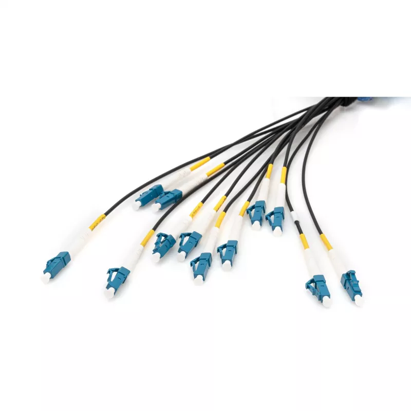 Digitus cable breakout universal de fibra óptica preensamblado monomodo OS2 12 fibras LC/UPC - LC/UPC 150m