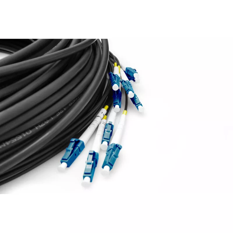 Digitus cable breakout universal de fibra óptica preensamblado monomodo OS2 12 fibras LC/UPC - LC/UPC 150m