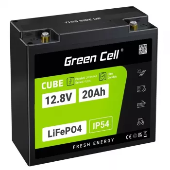 Batería UPS-Batterie verde Cell GC-LFPGC12V20AH litio hierro fosfato 12,8 V 20 Ah, 256 Wh, 185 x 80 x 170 mm, 3 kg