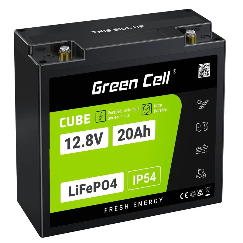 Batería UPS-Batterie Green Cell GC-LFPGC12V20AH litio hierro fosfato 12,8 V 20 Ah, 256 Wh, 185 x 80 x 170 mm, 3 kg