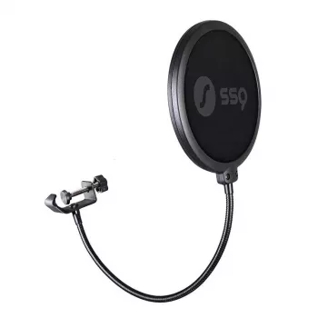 Antipop SSQ Double Pop Filter SSQ POP1 SS-1923 para micrófonos de estudio, malla metálica de dos capas, cuello de cisne ajustable