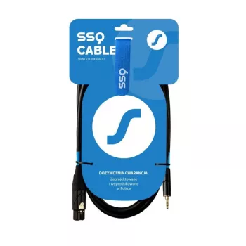 Cable de conector hembra XLR (3 pines) a conector macho jack TRS estéreo de 3,5 mm SSQ XLRMi0.5 0,5 m, simétrico, 85Ω ±5Ω, 2×0,23 mm², negro