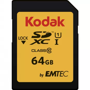 Tarjeta de memoria Kodak SDXC Premium, 64 GB, UHS-I U1 V10, Class 10 (EKMSD64GXC10K)