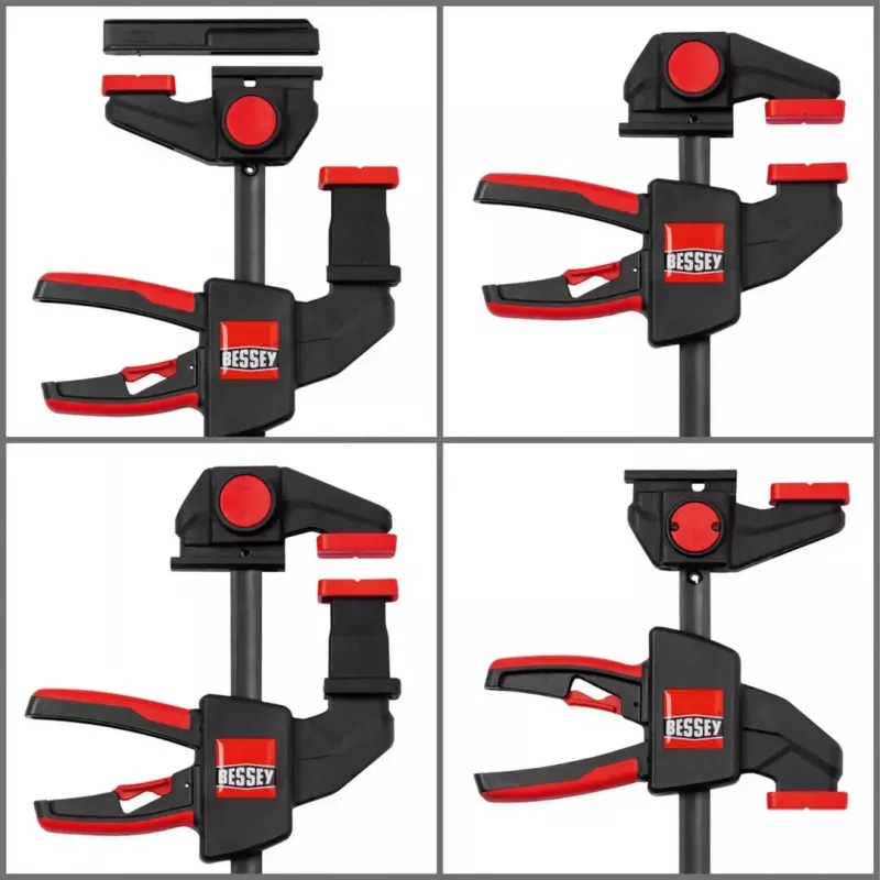 Abrazadera de mesa Bessey EZR15SET de una mano, 150 mm de apertura, 60 mm de alcance, negro/rojo