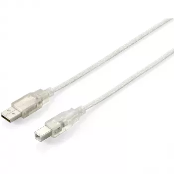 Equip - Cable USB - USB (M) a USB Type-B (M) - USB2.0 - 5,0m - Transparente Plata (128652)
