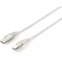 Equip - Cable USB - USB (M) a USB Type-B (M) - USB2.0 - 5,0m - Transparente Plata (128652)