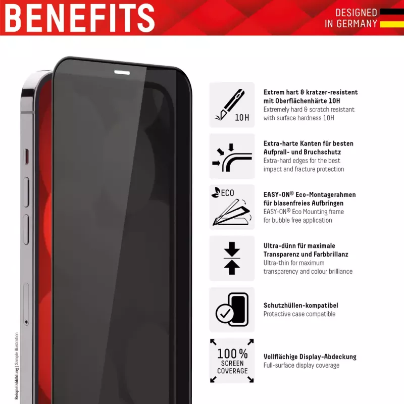 Displex Privacy Full Protector de pantalla Apple iPhone 14 Pro Vidrio templado