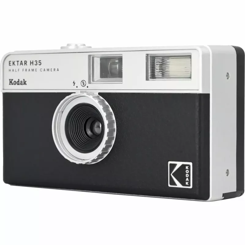 Cámara de película de 35 mm Kodak Ektar H35 negra — cámara compacta, lente fija, formato de película 35 mm