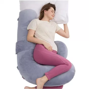 Almohada de embarazo en forma de F Momcozy PP007, gris terciopelo